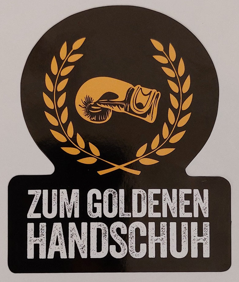 Sticker, schwarz, 80x80 mm – Zum Goldenen Handschuh
