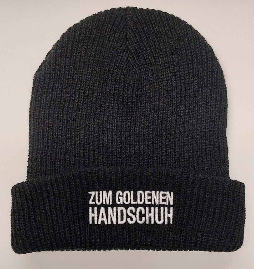 Mütze, schwarz, grober Strick – Zum Goldenen Handschuh
